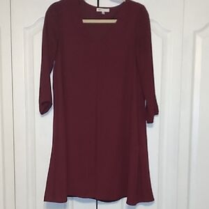DR2 Pink A-Line 3/4 Sleeve Scoop Neck Dress